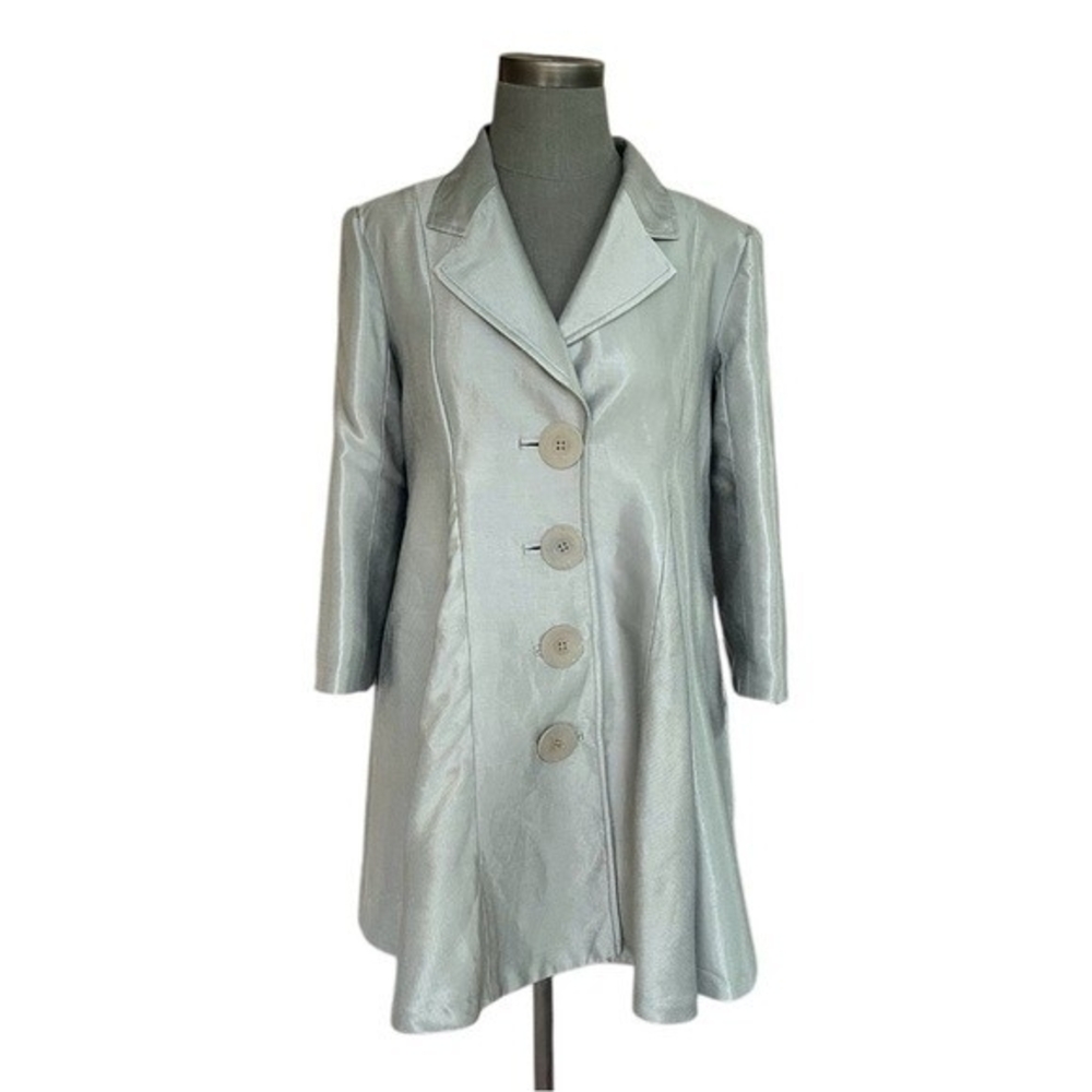 SHERI DROBNICK Credibility Women's Silver Metallic Jacket Size 8 Linen Blend VG - Picture 3 of 7